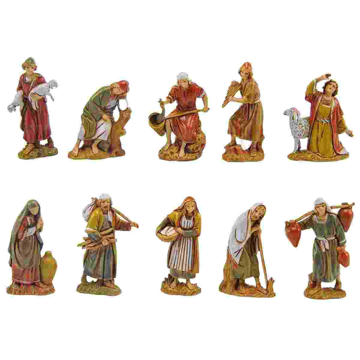 Statua presepe 6.5 cm pastori set pz.10