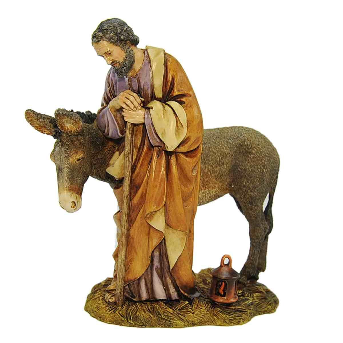 Statua presepe 20 cm san giuseppe con asino collection