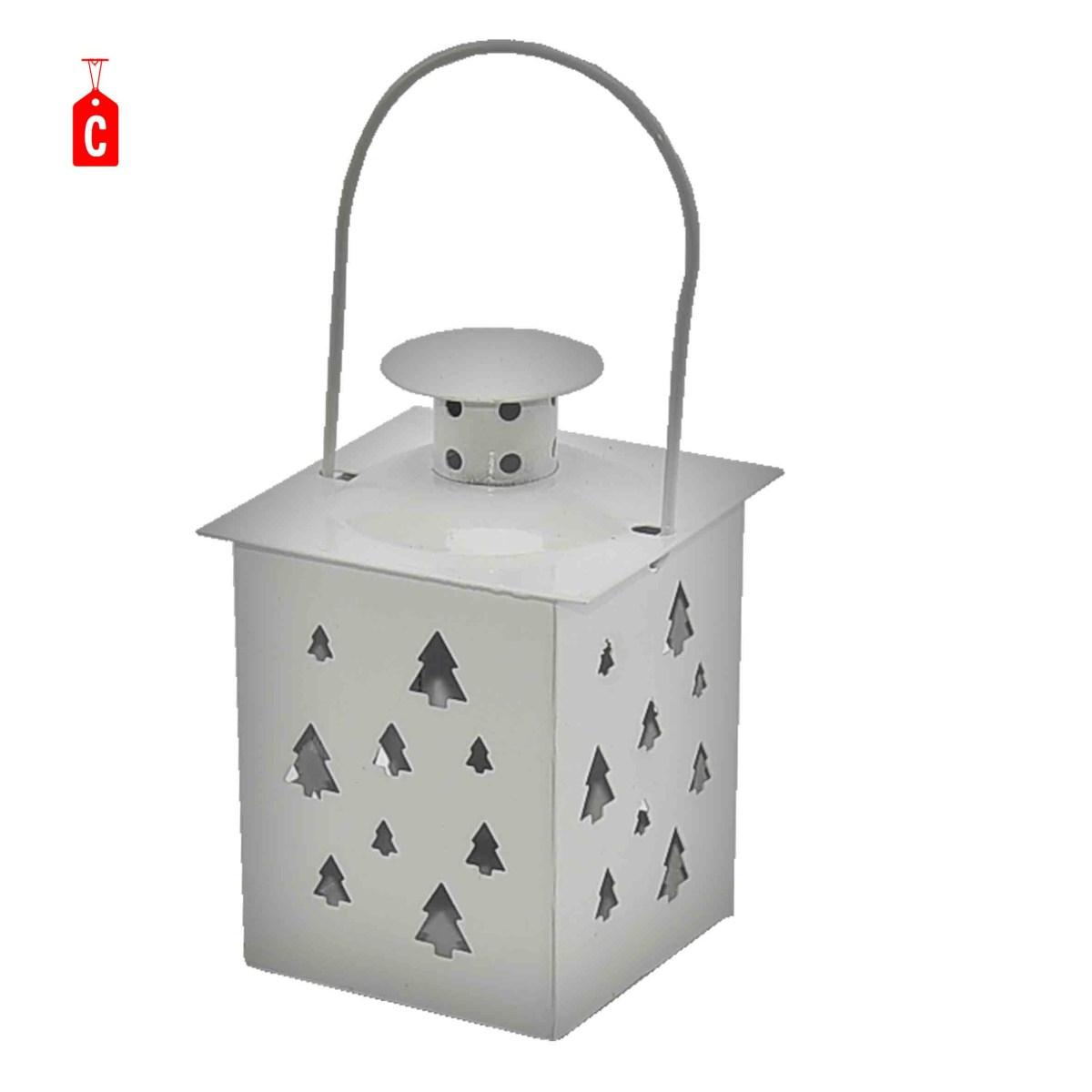 Lanterna cm.8x8xh11 Metallo con Fori Albero 3 Col |Moranduzzo