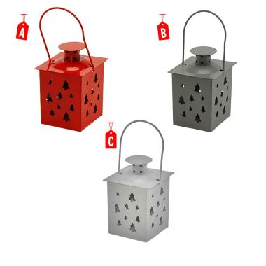 Lanterna cm.8x8xh11 Metallo con Fori Albero 3 Col |Moranduzzo