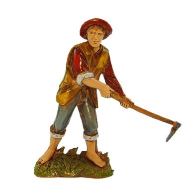 Statua presepe 10 cm zappatore con zappa