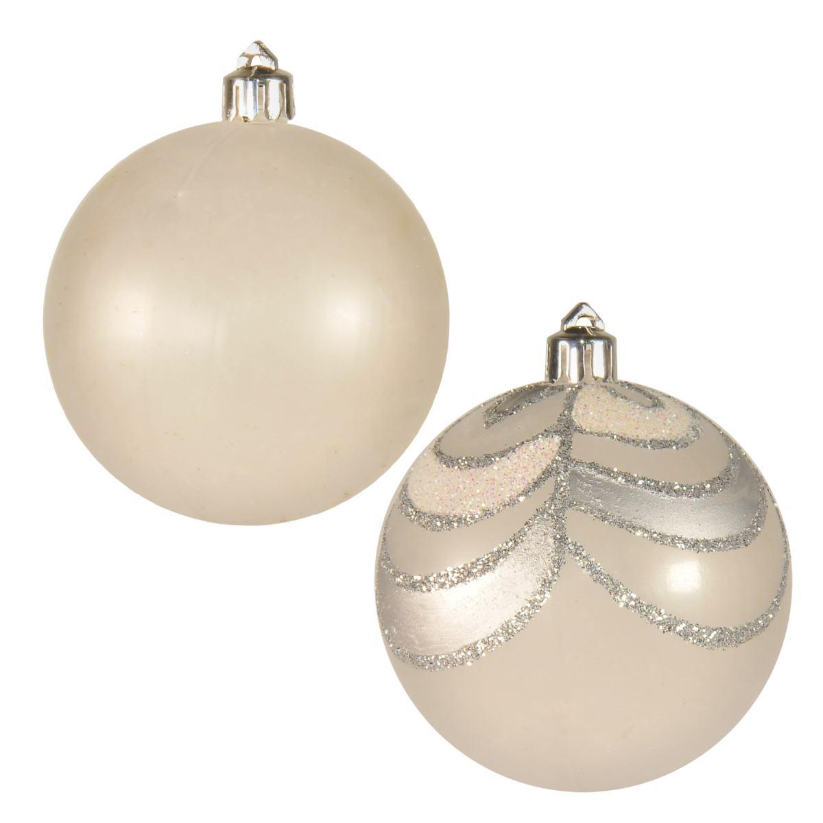Pallina Natale cm.7 Bianco Satinato Bianco/Argento Set pz.4 |M2 Store