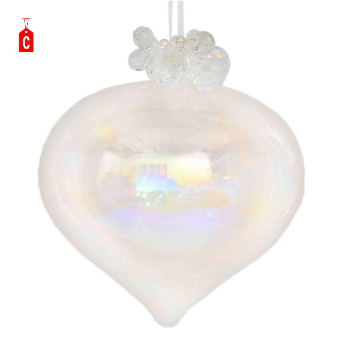 Pallina Natale Vetro cm.12 Goccia con Diamantini 3 Modelli |Moranduzzo