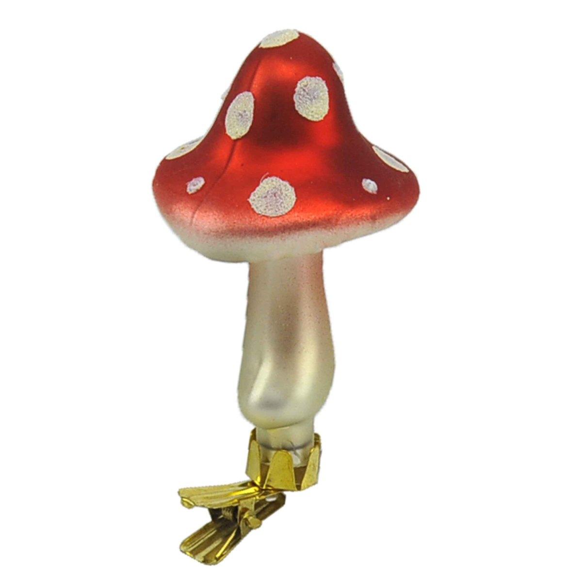 Pallina Natale Vetro cm.9 Funghetti con Pinza Set pz.3 |Moranduzzo