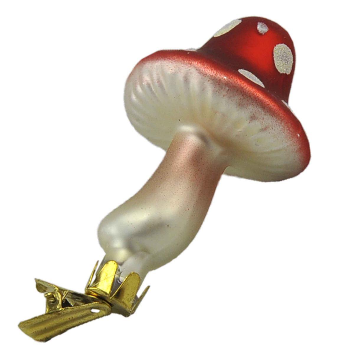 Pallina Natale Vetro cm.9 Funghetti con Pinza Set pz.3 |Moranduzzo