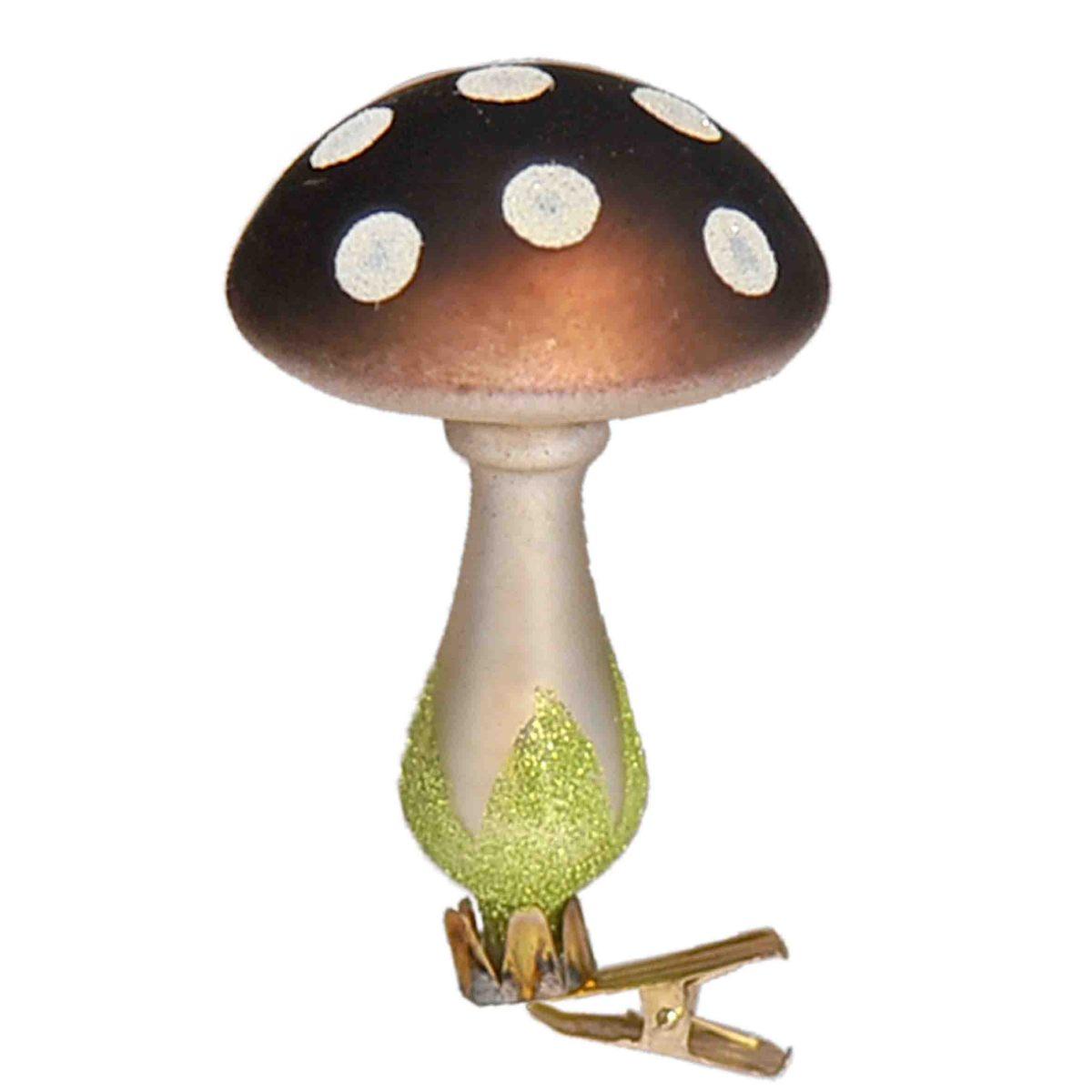 Pallina Natale Vetro cm.11 Funghetti con Pinza Set pz.3 |Moranduzzo