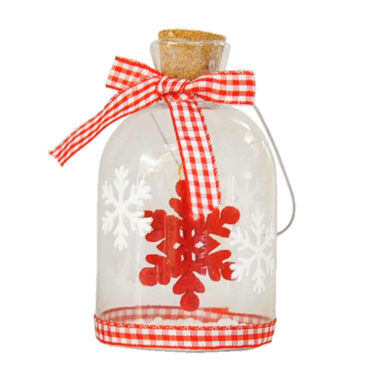 Decorazione Natalizia Bottiglia Vetro con Decori cm.10 pz.2 |Moranduzzo