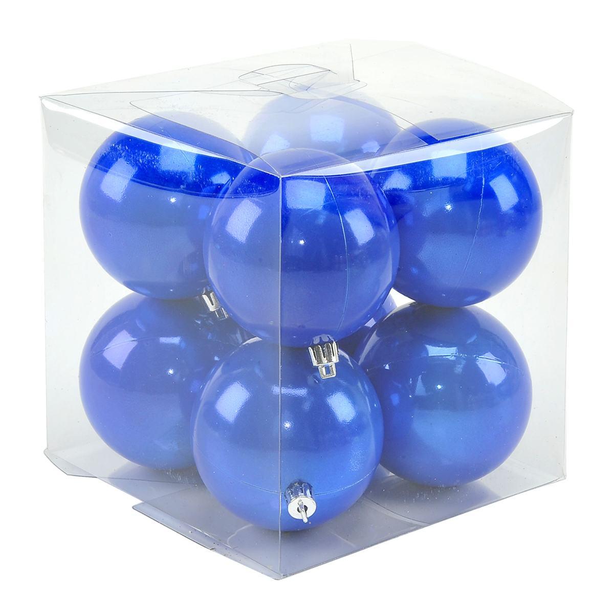 Pallina Natale cm.8 Blu Perlate Lucide Set pz.8 |Moranduzzo