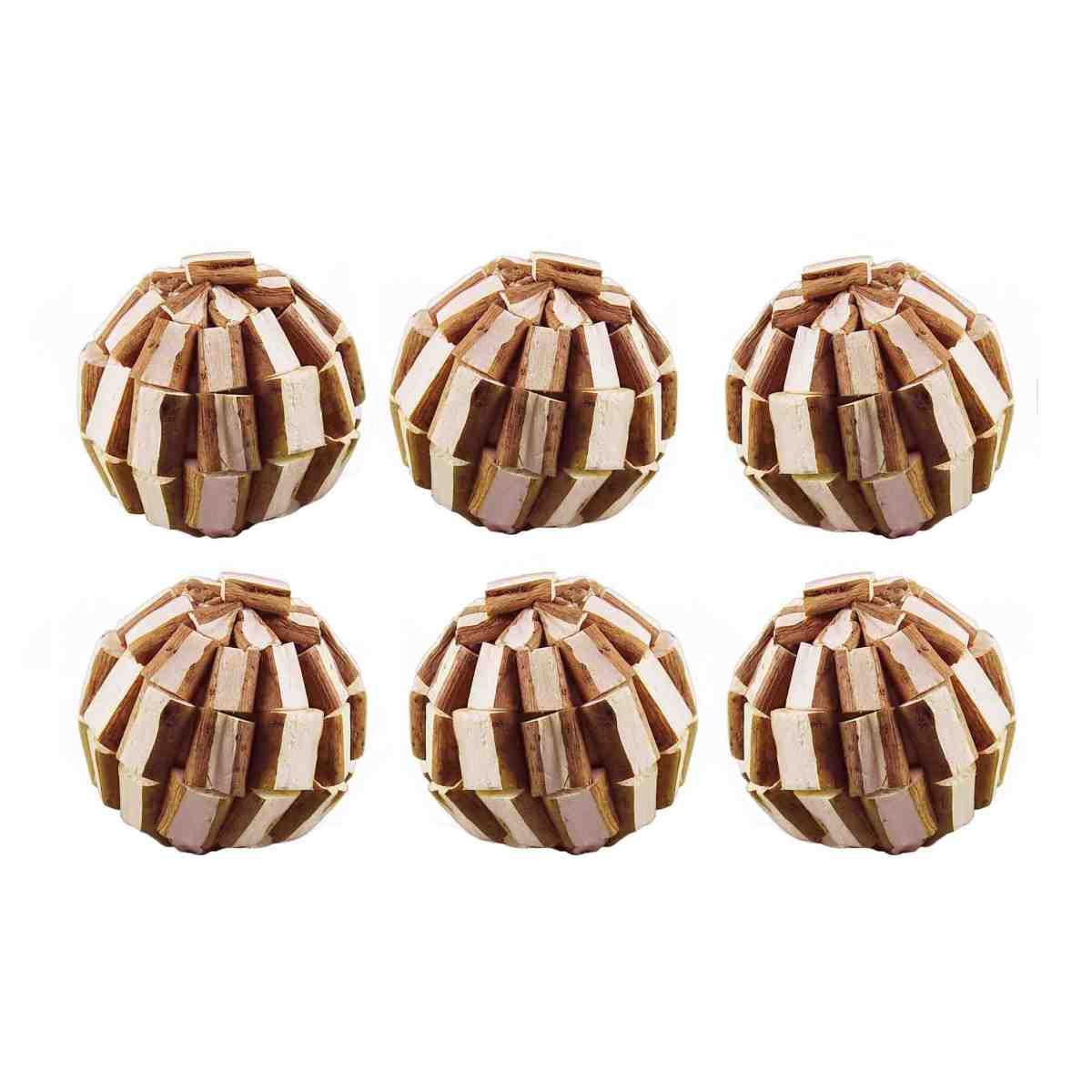 Pallina Natale cm.7 Scaglie in Legno Naturale Set pz.6 |M2 Store