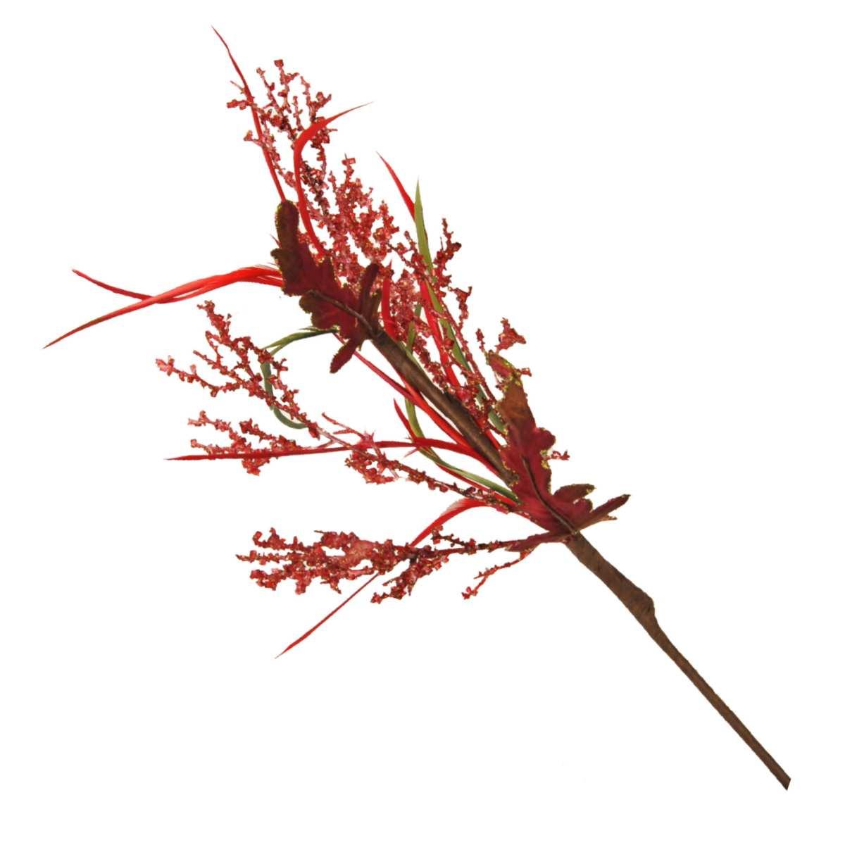 Fiore Natale Bacche Rosso con Piume cm.45