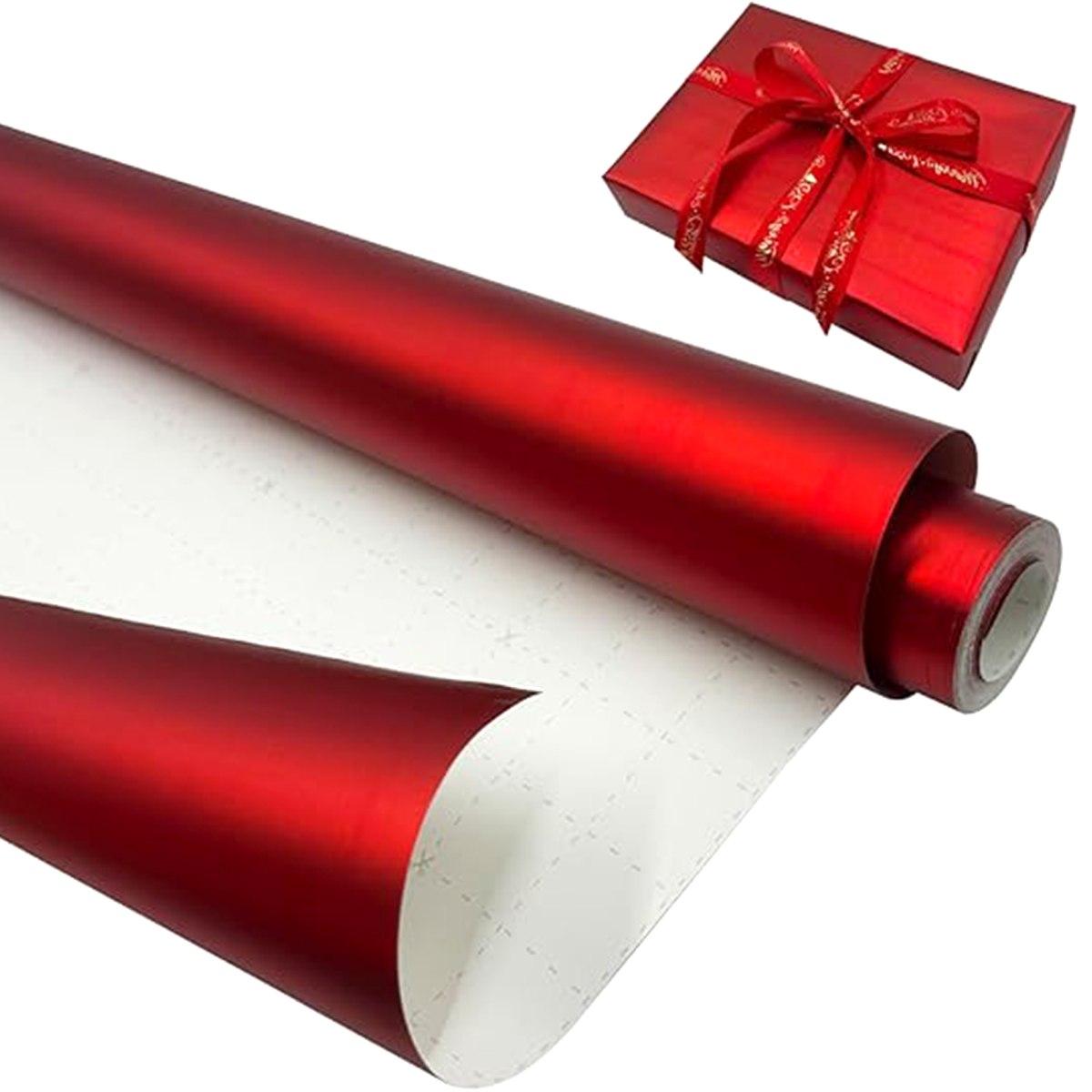 Carta Regalo Natale cm.70x150 Rotolo Rosso Metal |PapÃƒÂ  Noel