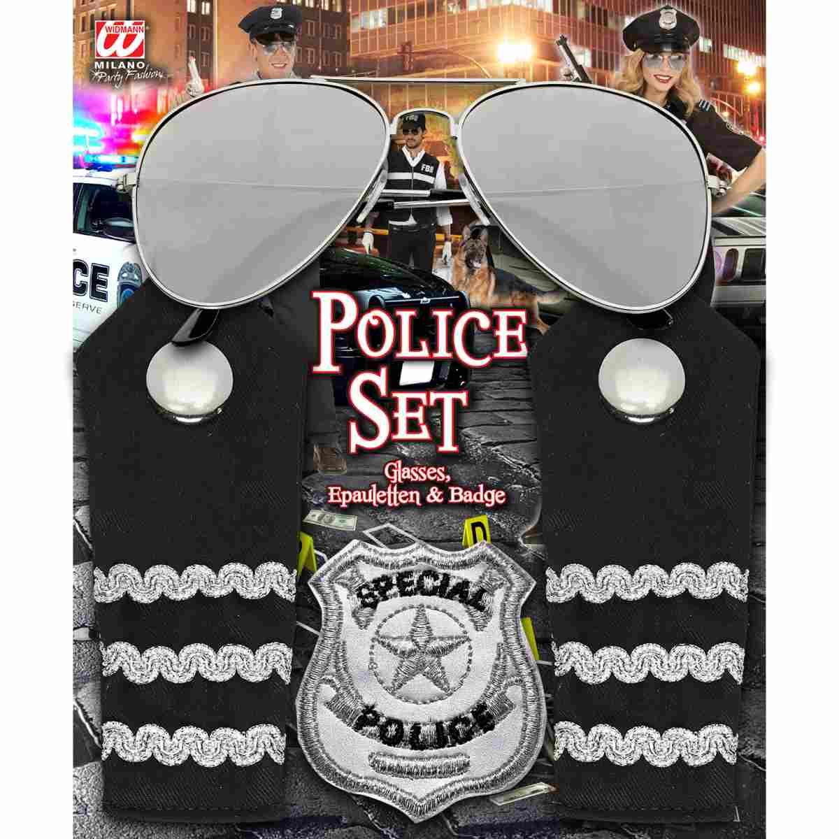 Poliziotto Spalline,Occhiali e Distintivo |Widmann