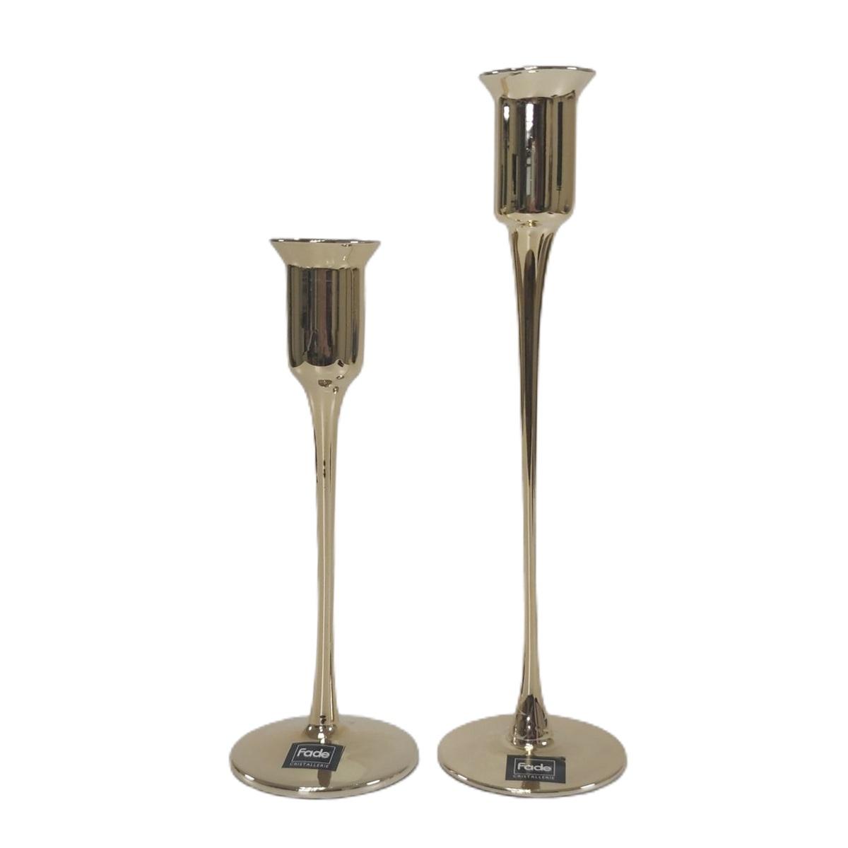 Candeliere con 1 Posto Candela Vetro Oro Set pz.2 |Fade