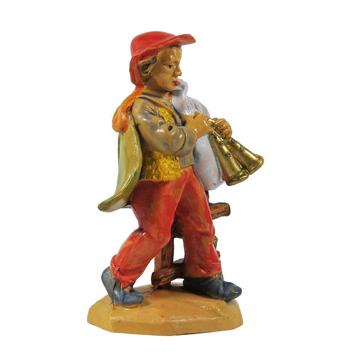 Statua cm.6 Uomo con Zampogna | Rossi Rosa