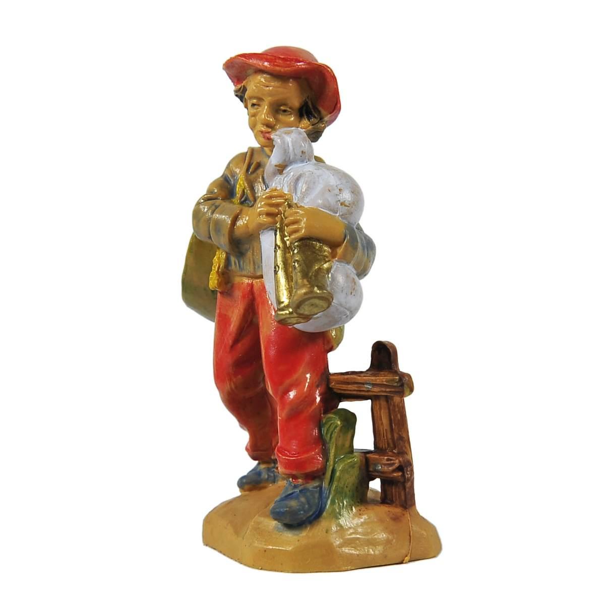 Statua cm.6 Uomo con Zampogna | Rossi Rosa