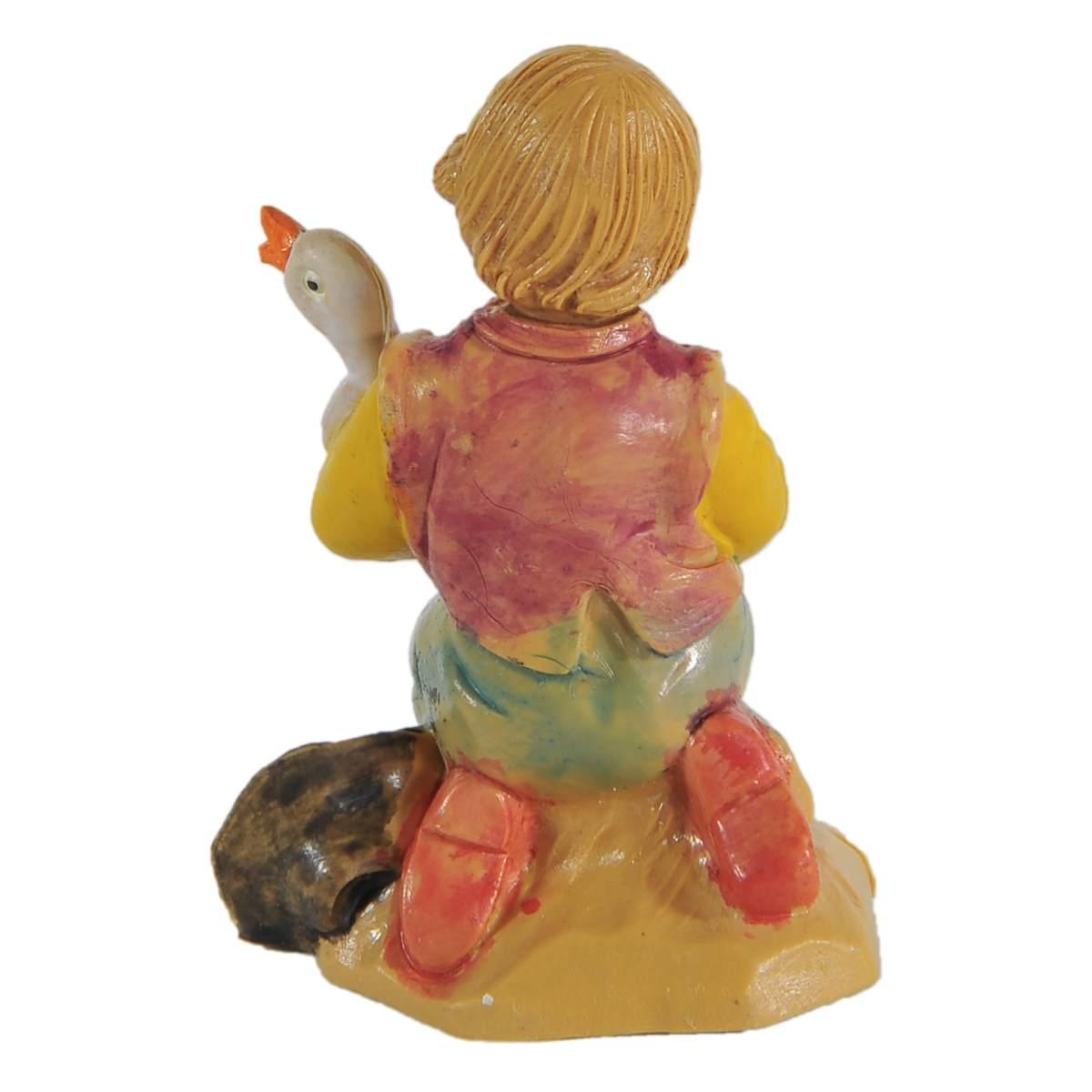 Statua cm.6 Pastorello con Papera | Rossi Rosa