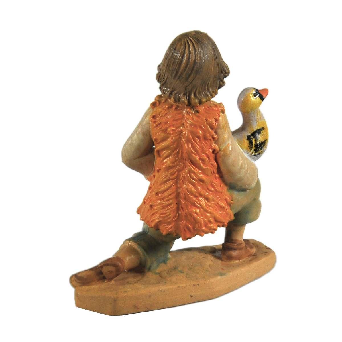 Statua cm.10 Pastorello con Papera | Rossi Rosa