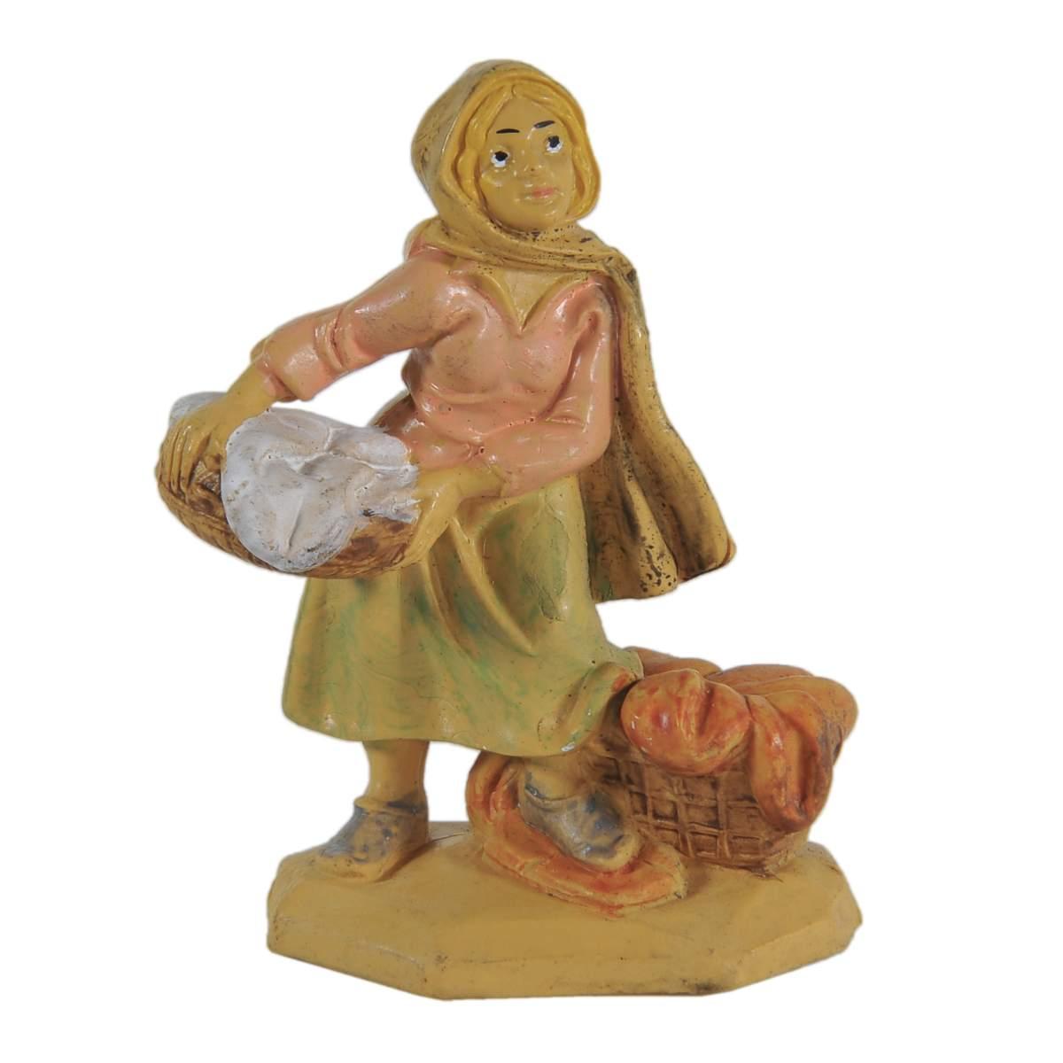 Statua cm.6 Pastorella con Cesta di Panni | Rossi Rosa