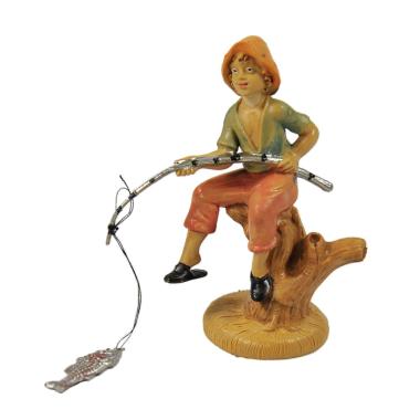 Statue Presepe - Pescatore con Canna da Pesca cm.10