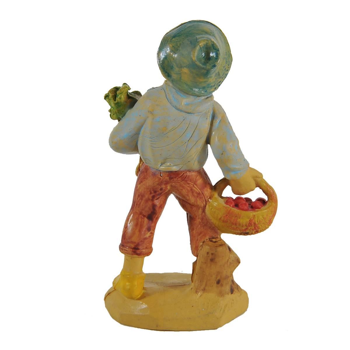 Statua cm.6 Uomo con Cesta di Frutta | Rossi Rosa