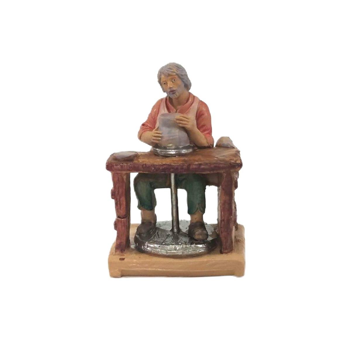 Statua cm.10 Vasaio Seduto | Rossi Rosa