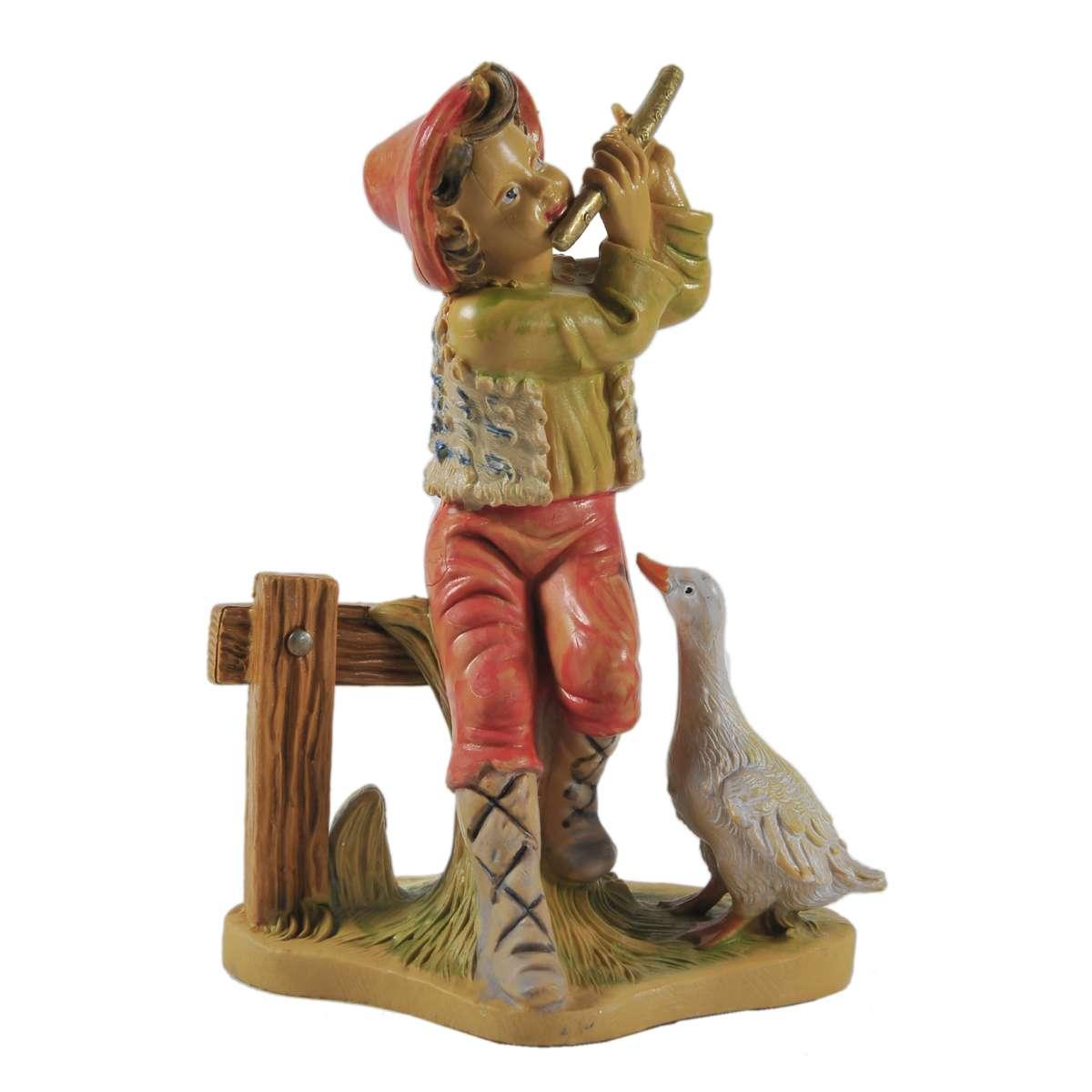 Statua cm.12 Pastorello con Flauto | Rossi Rosa