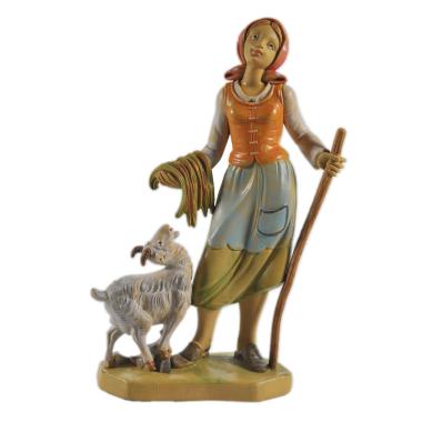 Statue Presepe - Donna con Pecora cm.16