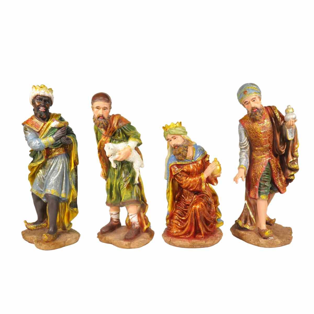 Statua Re Magi cm.39/53 con Pastore e Pecora Set da 5 Pz. | Rossi Rosa