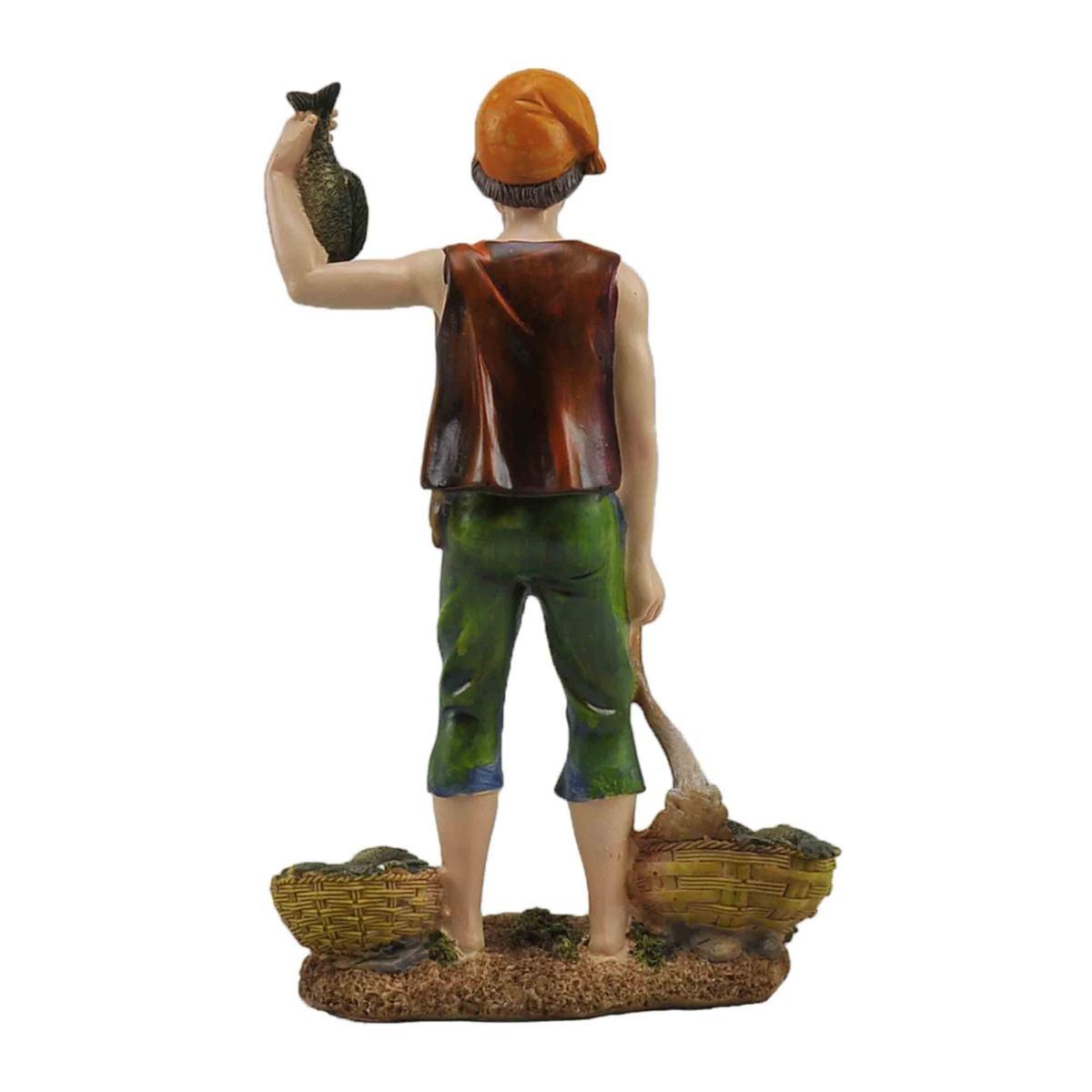 Statua cm.30 Pescivendolo con Ceste | Rossi Rosa