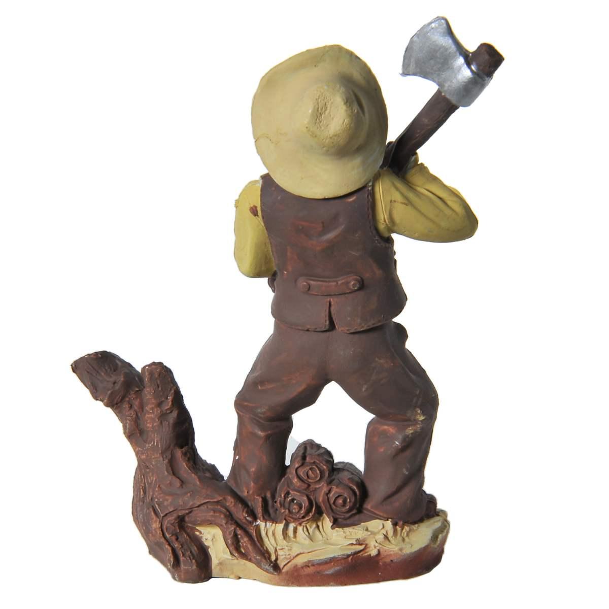 Statua cm.10 Pastore Taglia Legna con Accetta | Rossi Rosa