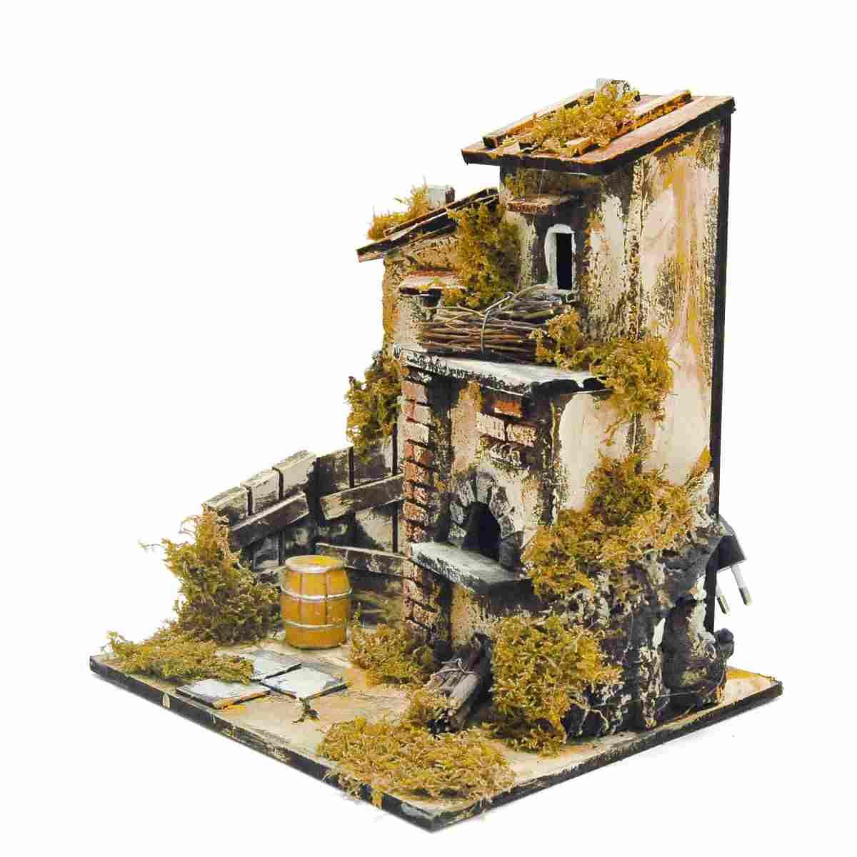 Casetta con Forno Luce Effetto Fiamma cm.24x22x26 | Rossi Rosa