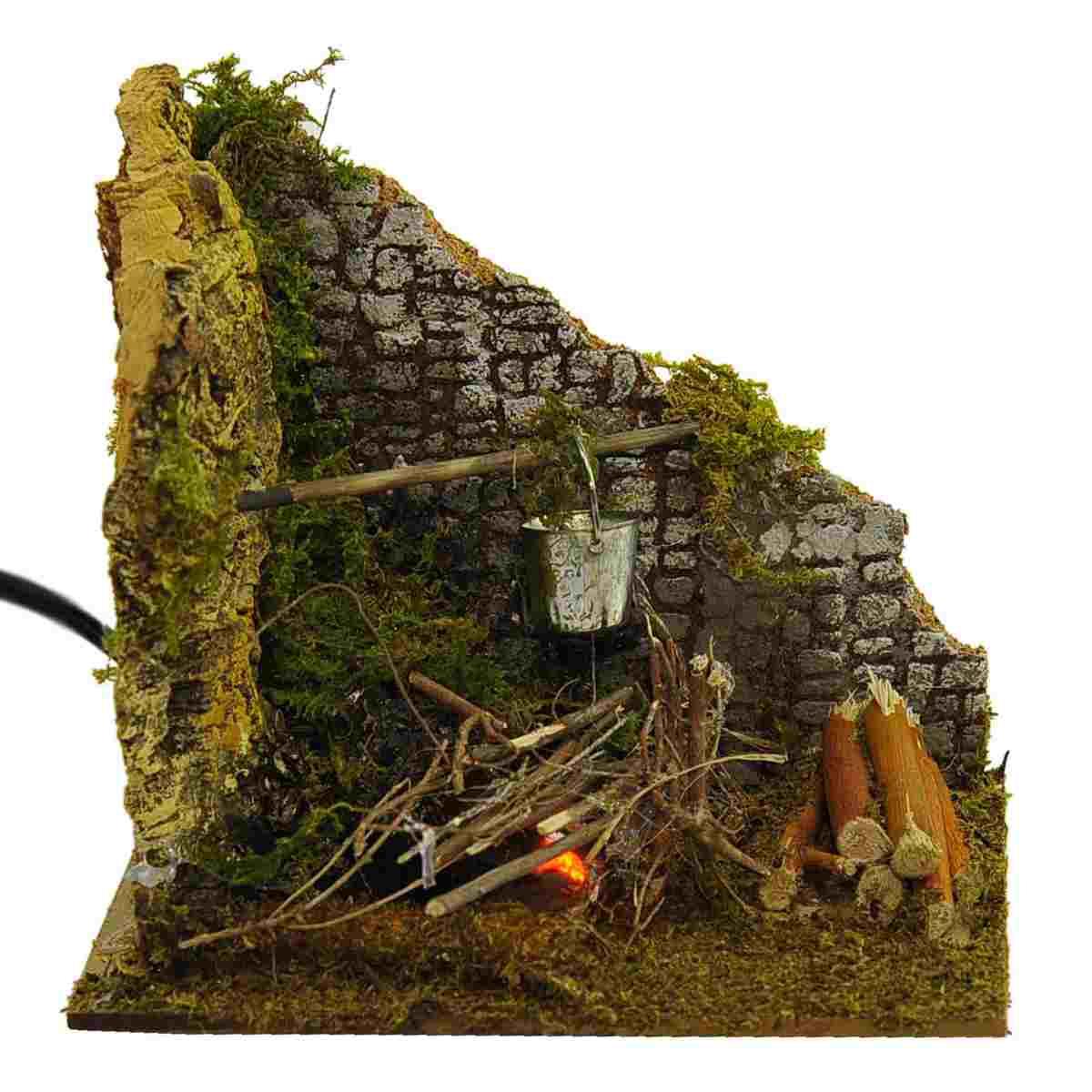 Fuoco Elettrico Effetto Fiamma con Secchiello cm.15x10x15 | Rossi Rosa