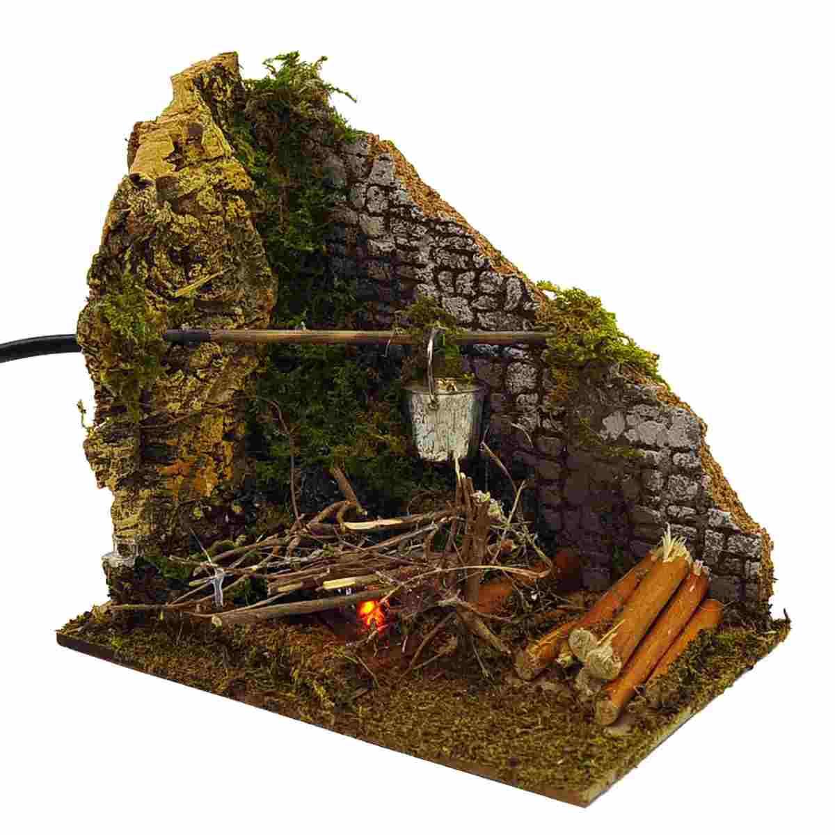 Fuoco Elettrico Effetto Fiamma con Secchiello cm.15x10x15 | Rossi Rosa