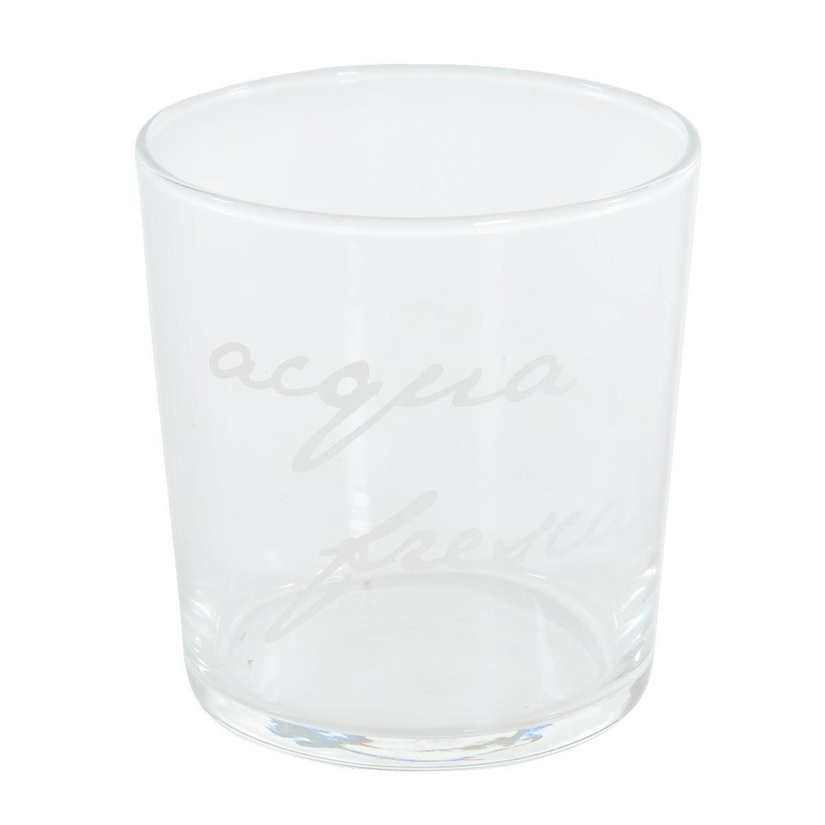 Bicchiere Acqua Vetro Simple Day con Scritta Acqua Fresca ml.355