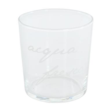 Bicchiere Acqua Vetro Simple Day con Scritta Acqua Fresca ml.355