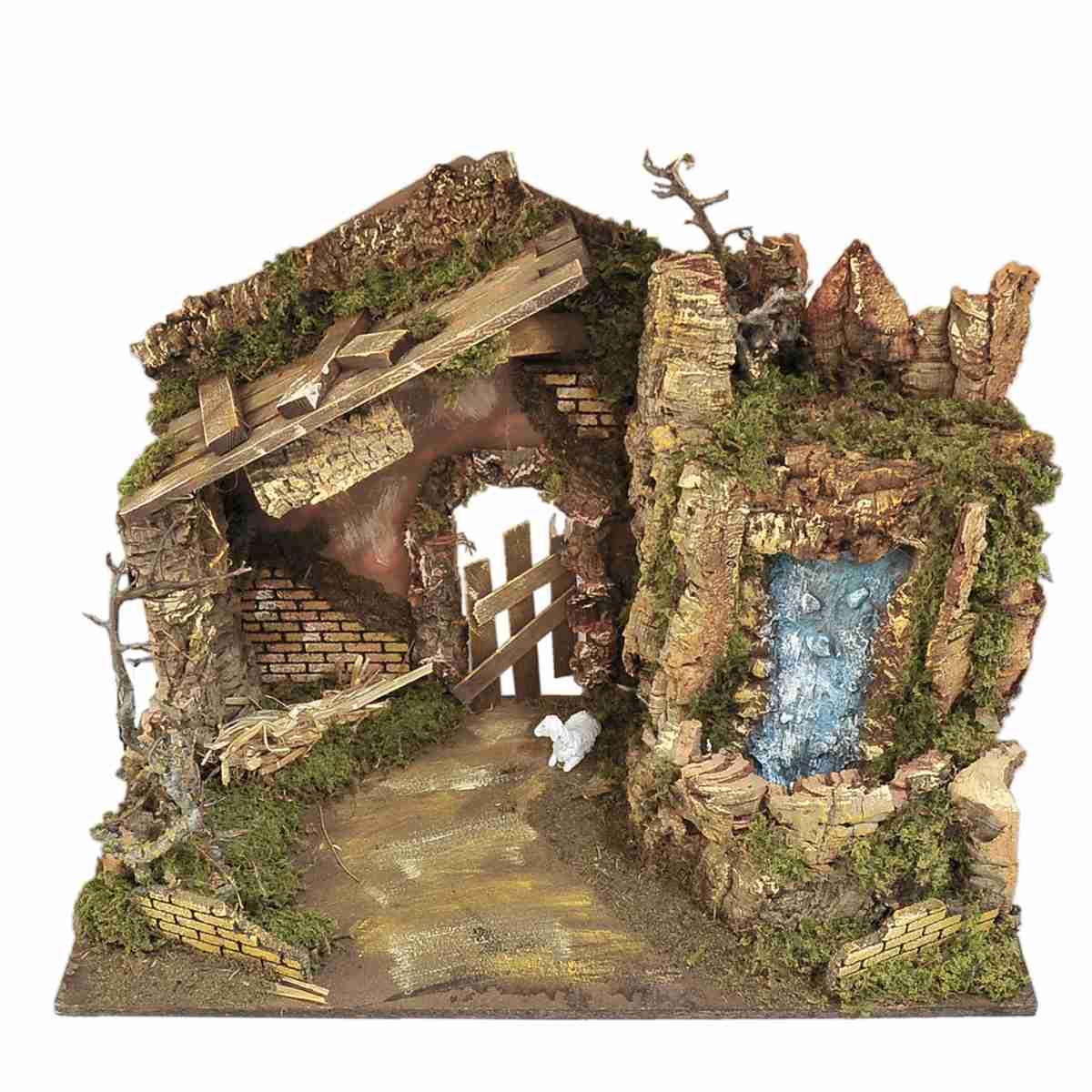 Capanna Legno con Luci Cascata cm.60x34x43 | Rossi Rosa