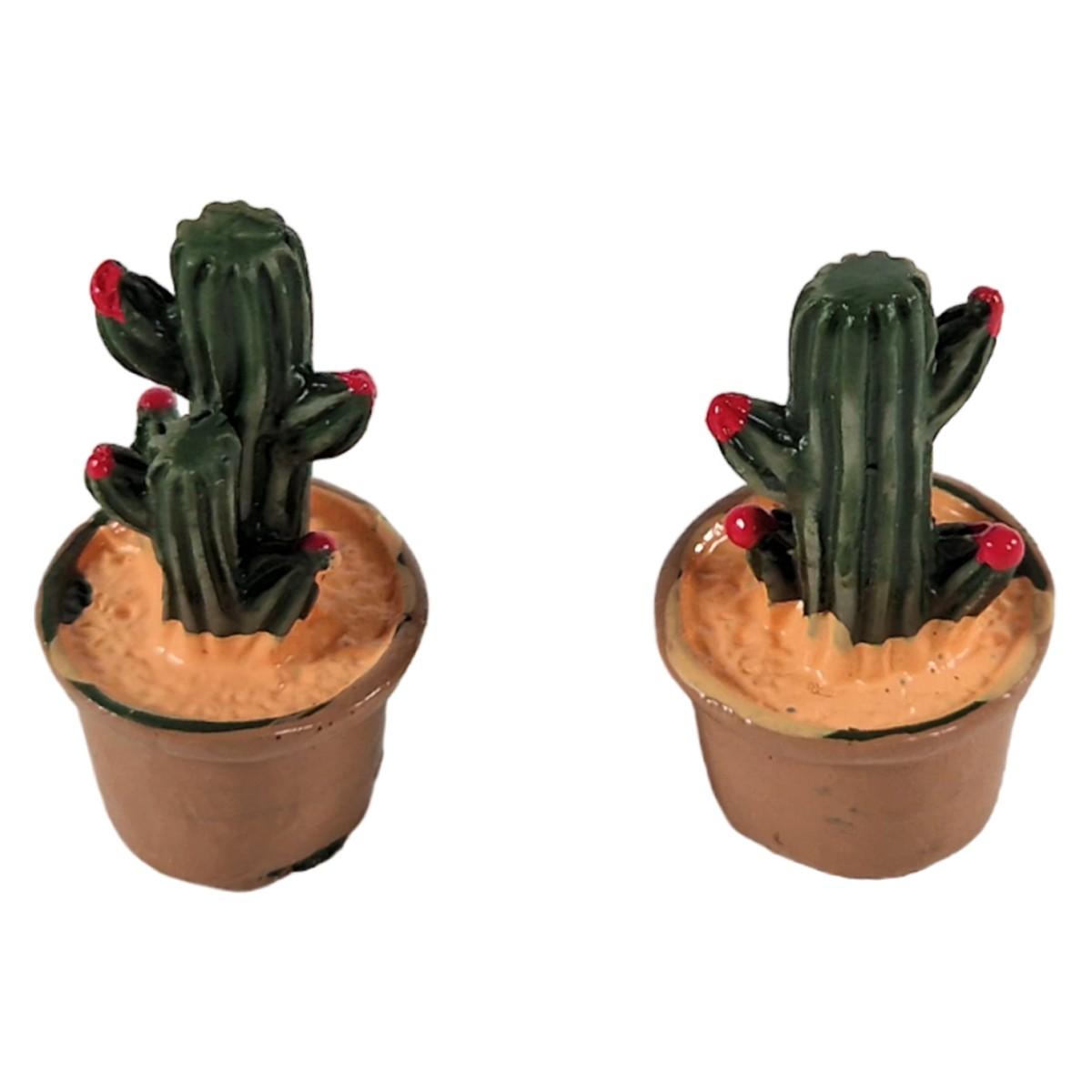 Piantine Cactus Verdi in Resina Set 2 Pezzi