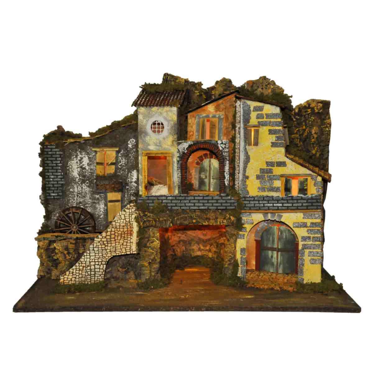 Borgo con Capanna Mulino e Luci cm.76x40x54