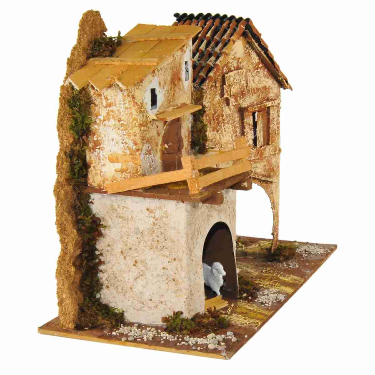 Casetta con Stalla e Rimessaggio cm.28x15x24 | Rossi Rosa