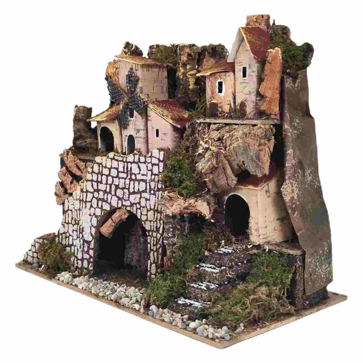 Borgo con Capanna Case e Luci cm.28x15x20