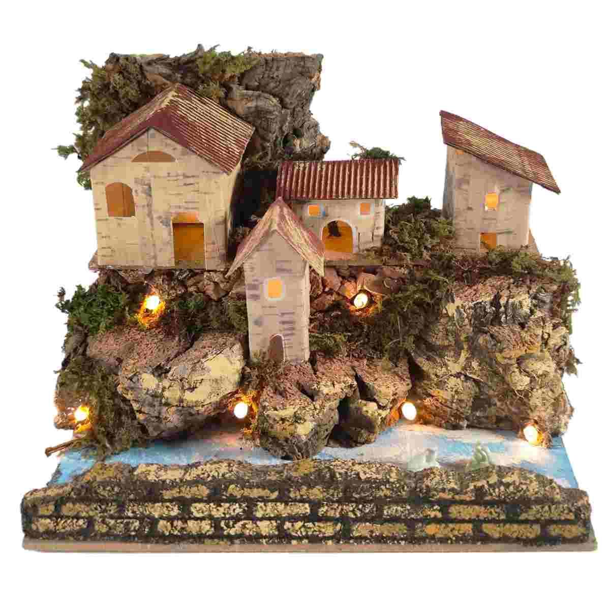 Borgo Casette con Luce su Fiume cm.20x14x17