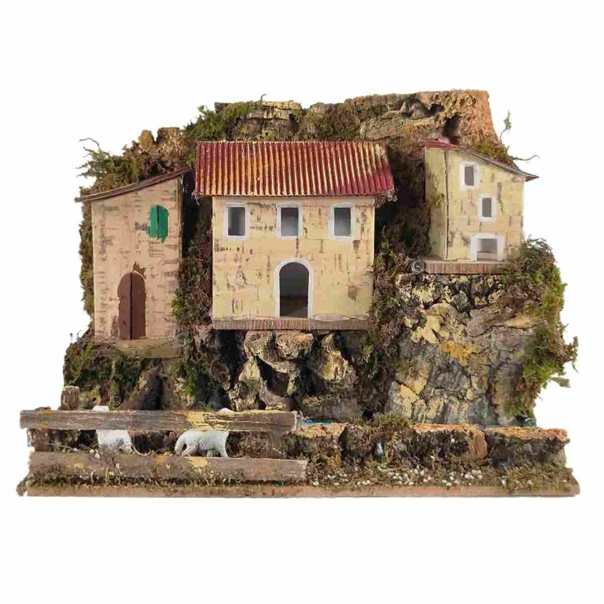 Borgo Casette con Luce su Fiume cm.20x14x17