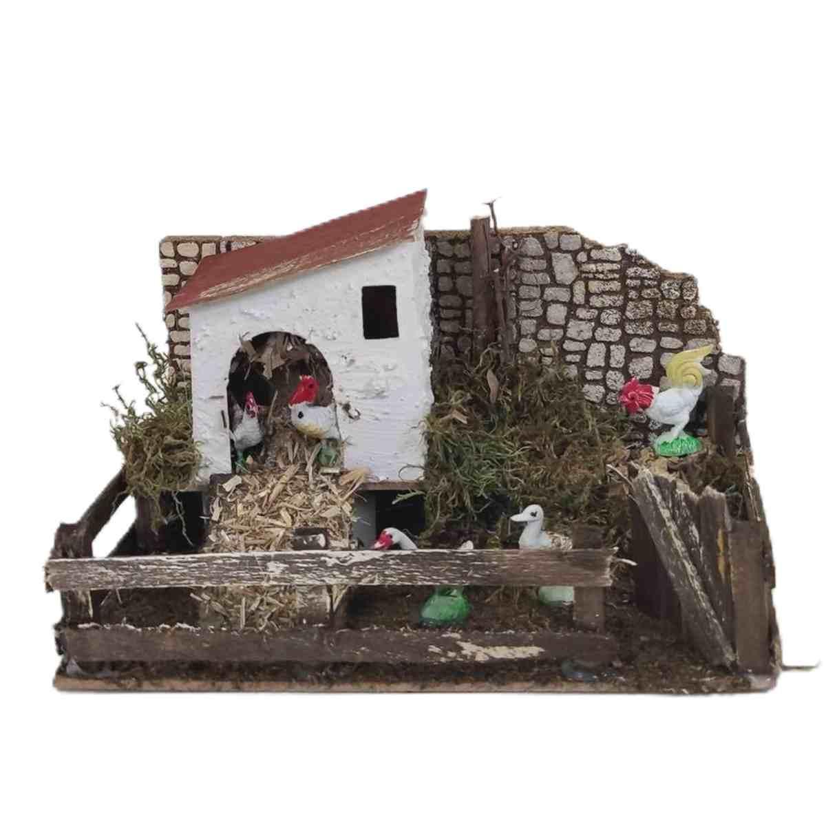 Animali Galline con Recinto Verso e Movimento cm.20x14x12 | Rossi Rosa