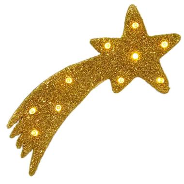 Stella Cometa Oro 10 Led Bianco Caldo Batteria cm.18 | Rossi Rosa