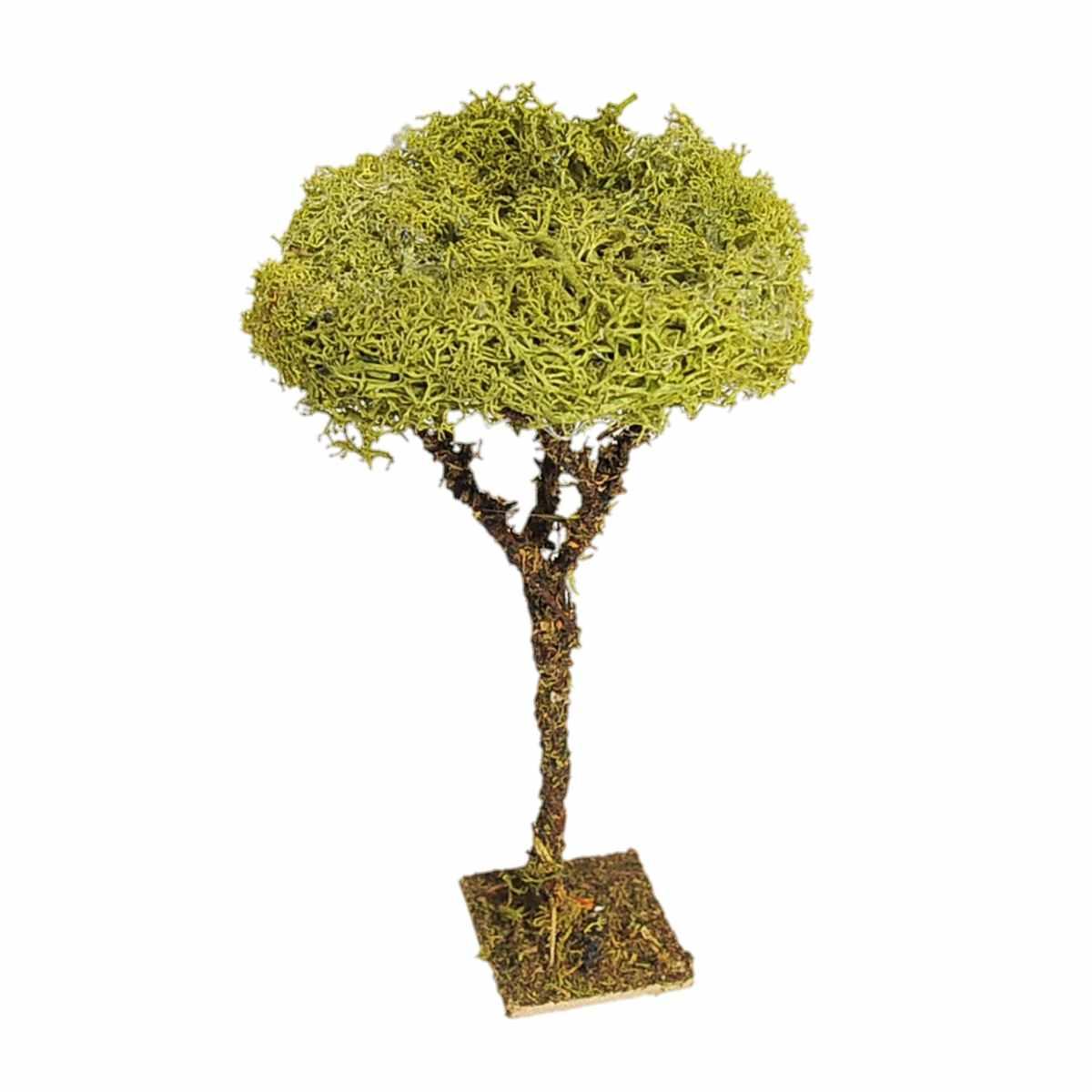Albero Fusto Verde e Lichene Verde con Base cm.16