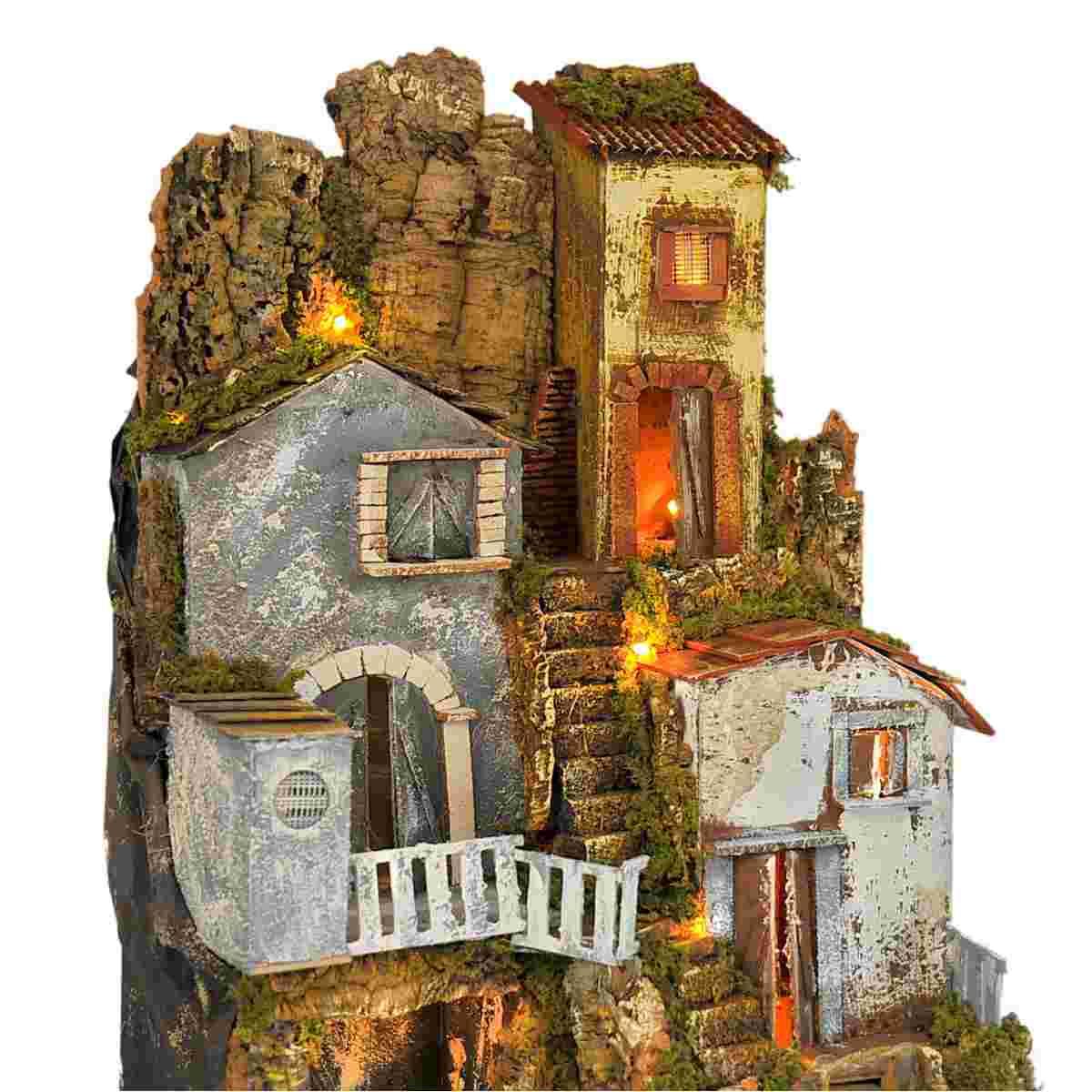 Paesaggio con Case Grotta Scalinata Luci cm.45x52xh69