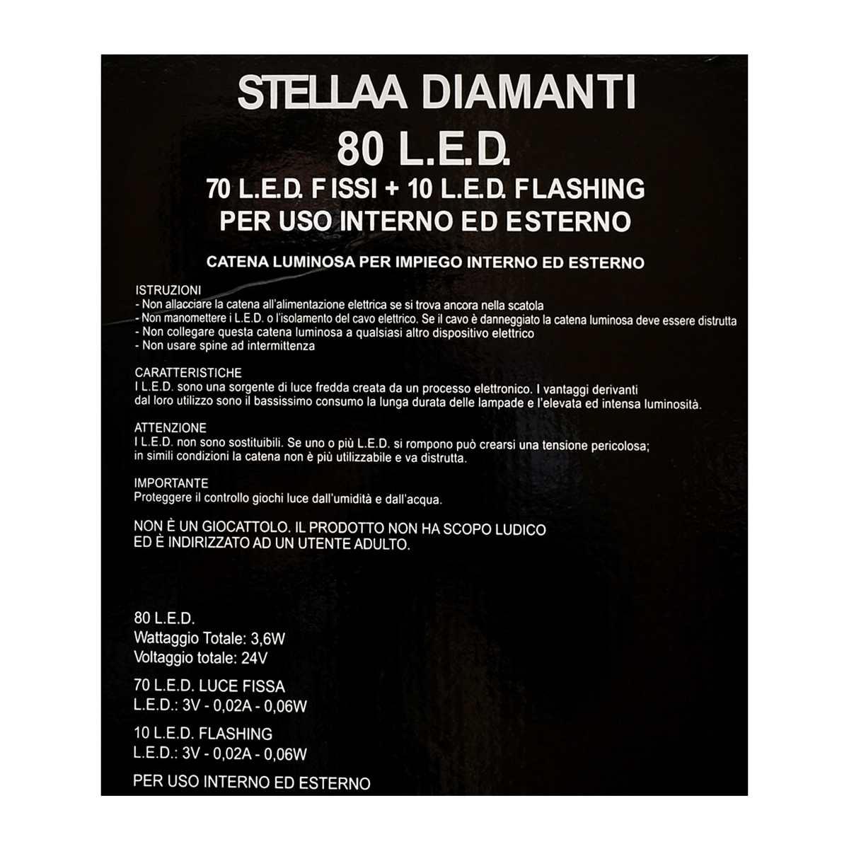 Stella con Diamanti 80 Led Bianco Freddo cm.49x7x46