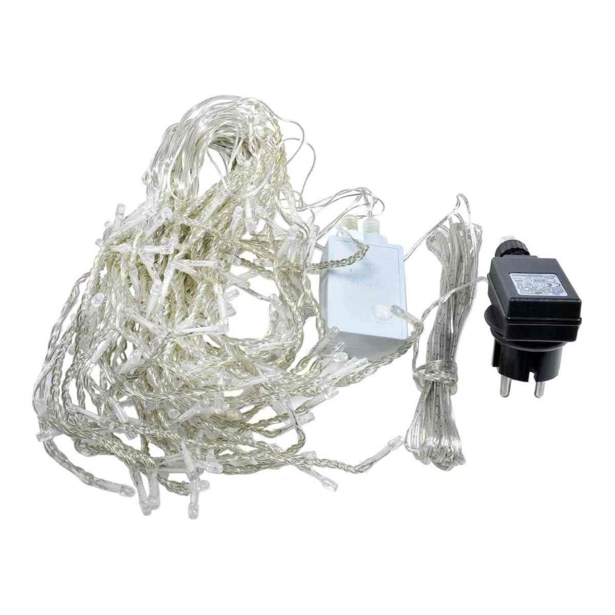 Luci Tenda 160 LED Bianco Freddo Flash Blu Esterno cm.400xh30