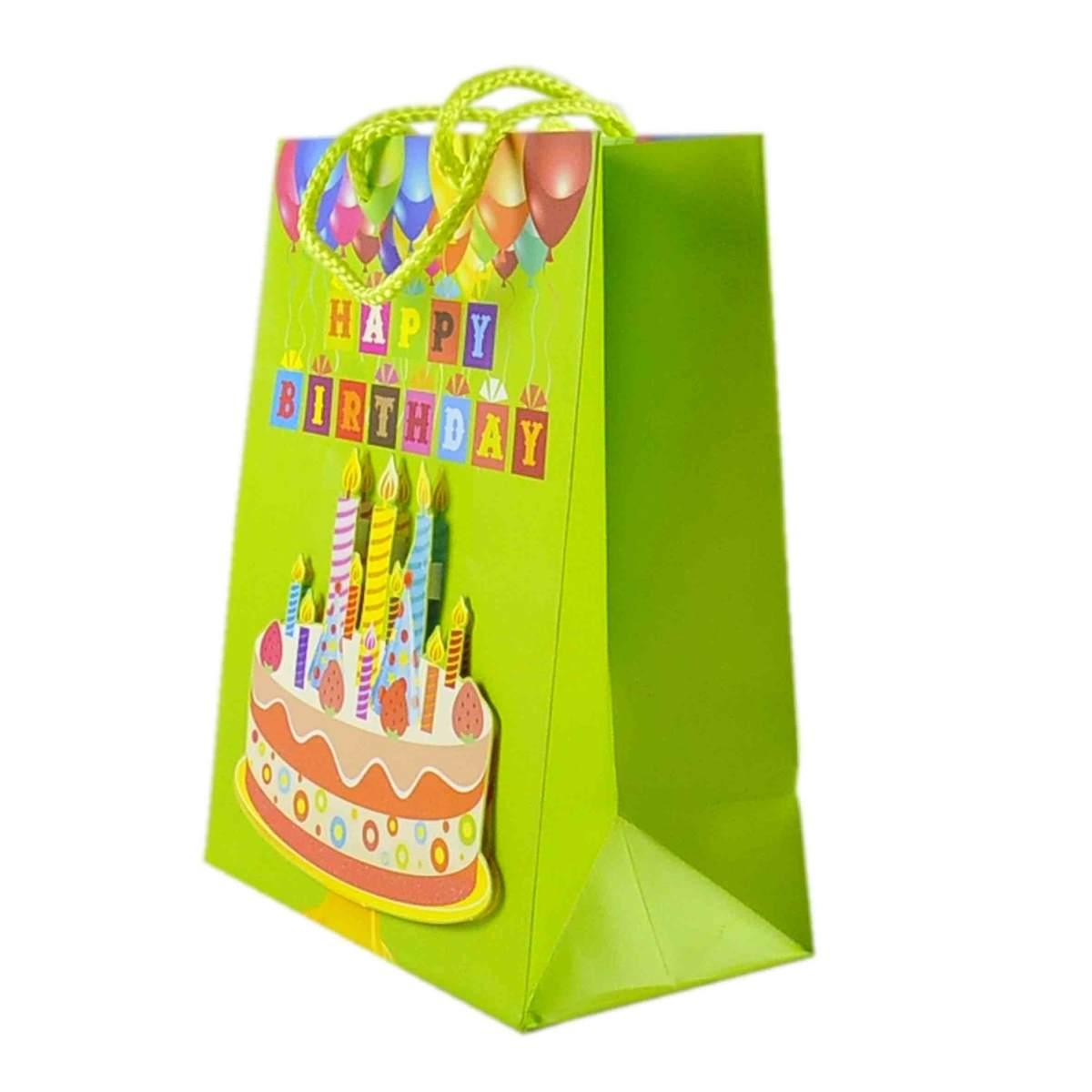 Busta Regalo Happy Birthday 3D cm.18x10x23 4 Colori