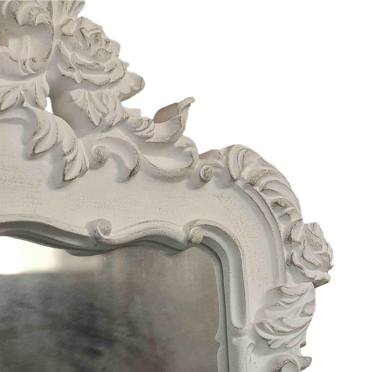 Specchio da Muro Legno 63x5,3x100 Bianco Ricamo | Mauro Ferretti